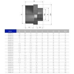 Перехідник різьбовий ПВХ Effast RERRIE050D, d1-1/2"x1"
